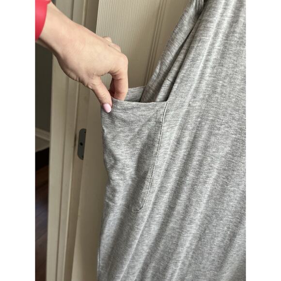 EILEEN FISHER Gray Tencel Jersey Funnel Neck Relaxed Midi Jumper Dress Sz L - Picture 4 of 12